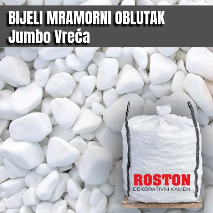 Dekorativni kamen zagreb bijeli mramorni oblutak 1500kg jumbo vreća